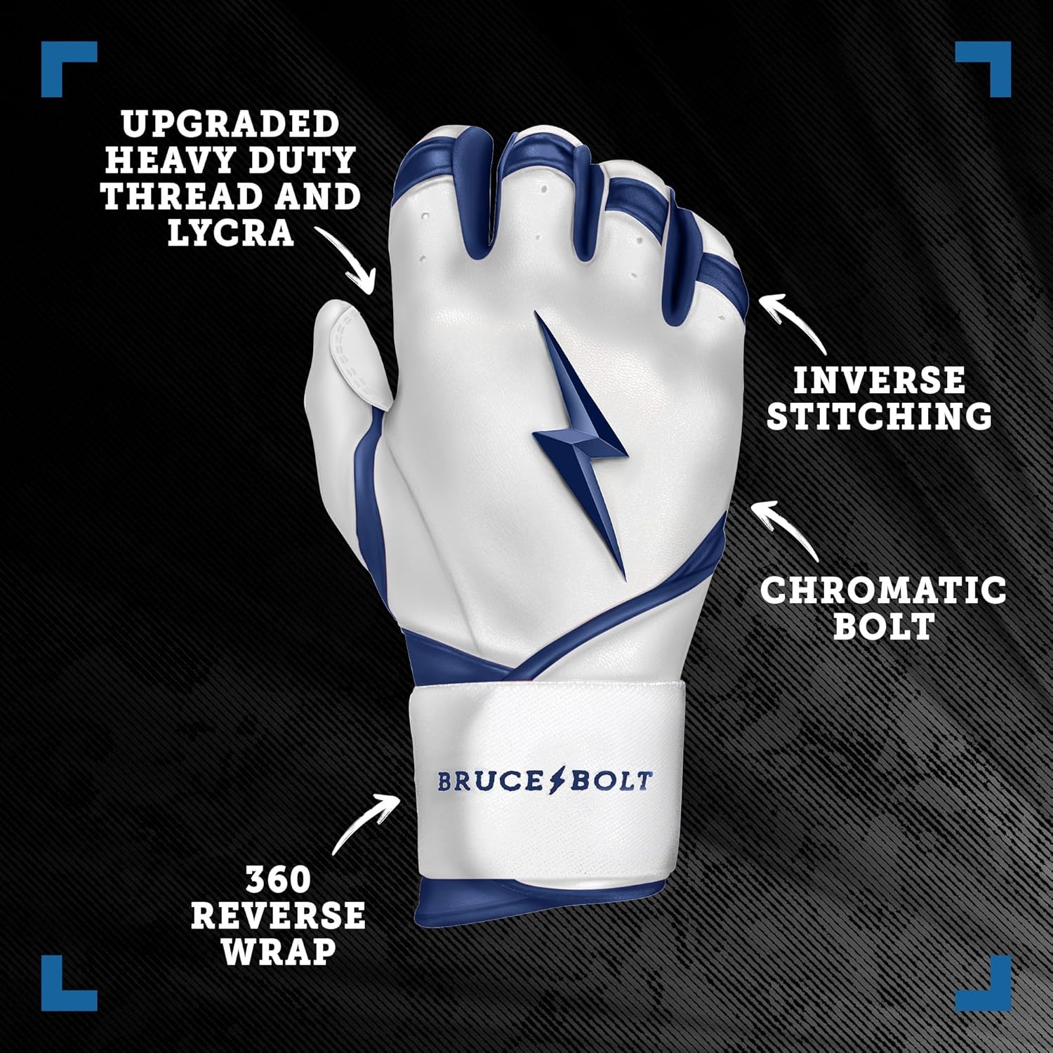 BRUCE BOLT Chrome Series Long Cuff Batting Gloves