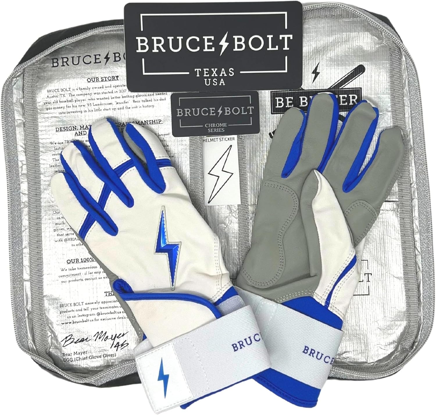 BRUCE BOLT Chrome Series Long Cuff Batting Gloves