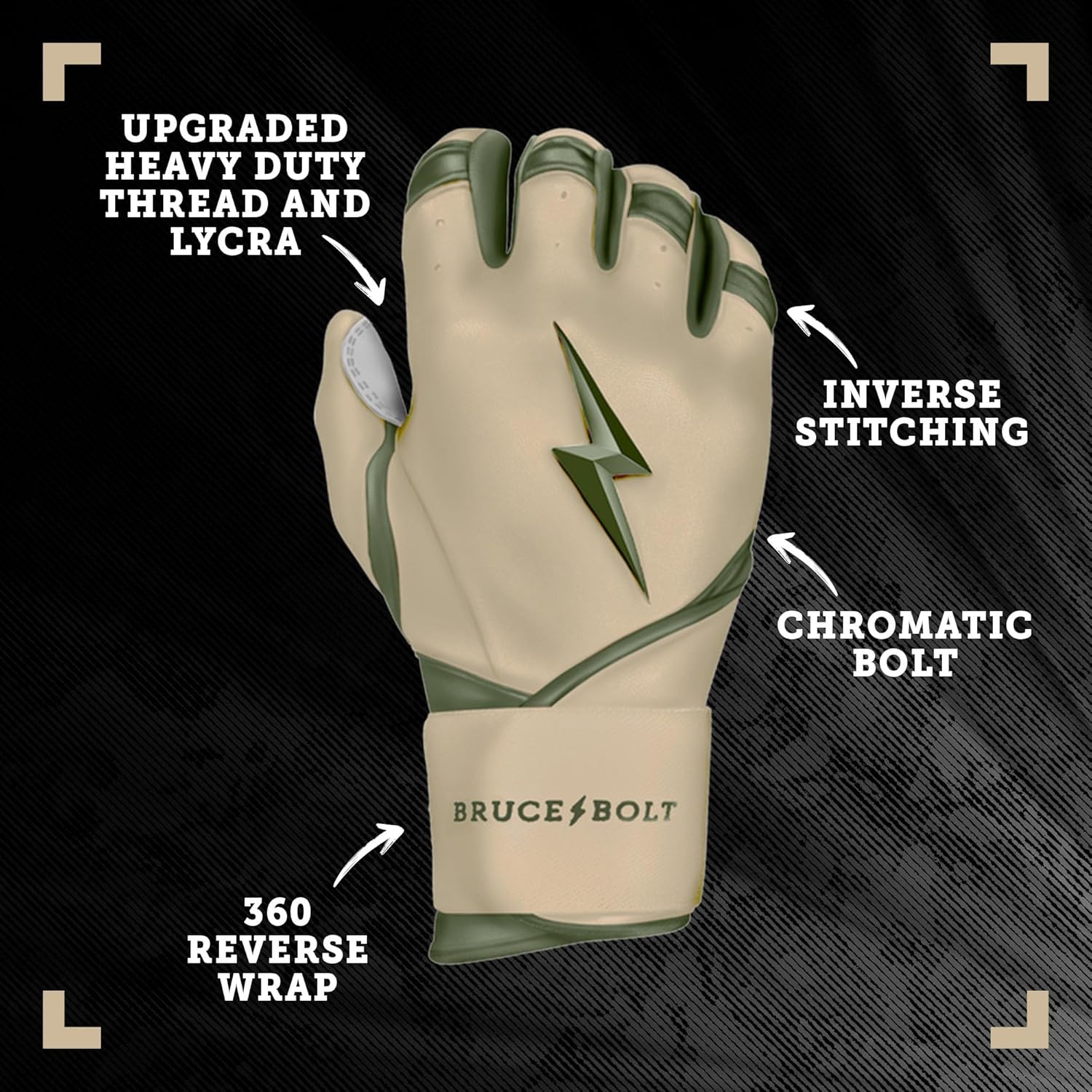 BRUCE BOLT Signature Series Long Cuff Batting Gloves